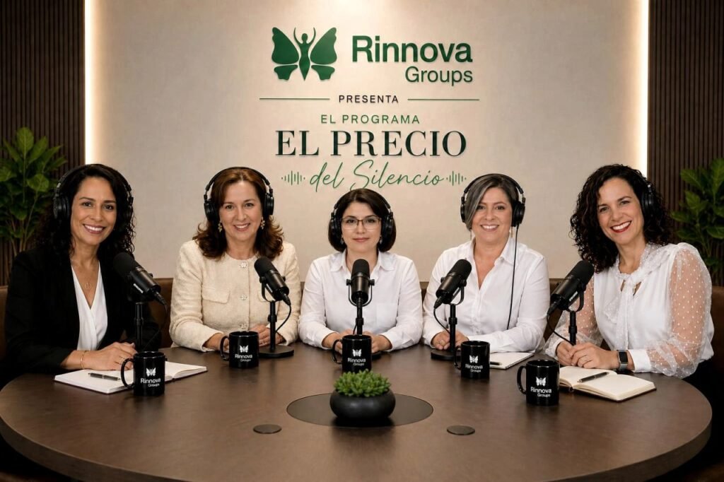 sabel María, Coach de Equilibrio, hablando sobre el burnout silencioso en el programa El Precio del Silencio de Rinnova Groups.